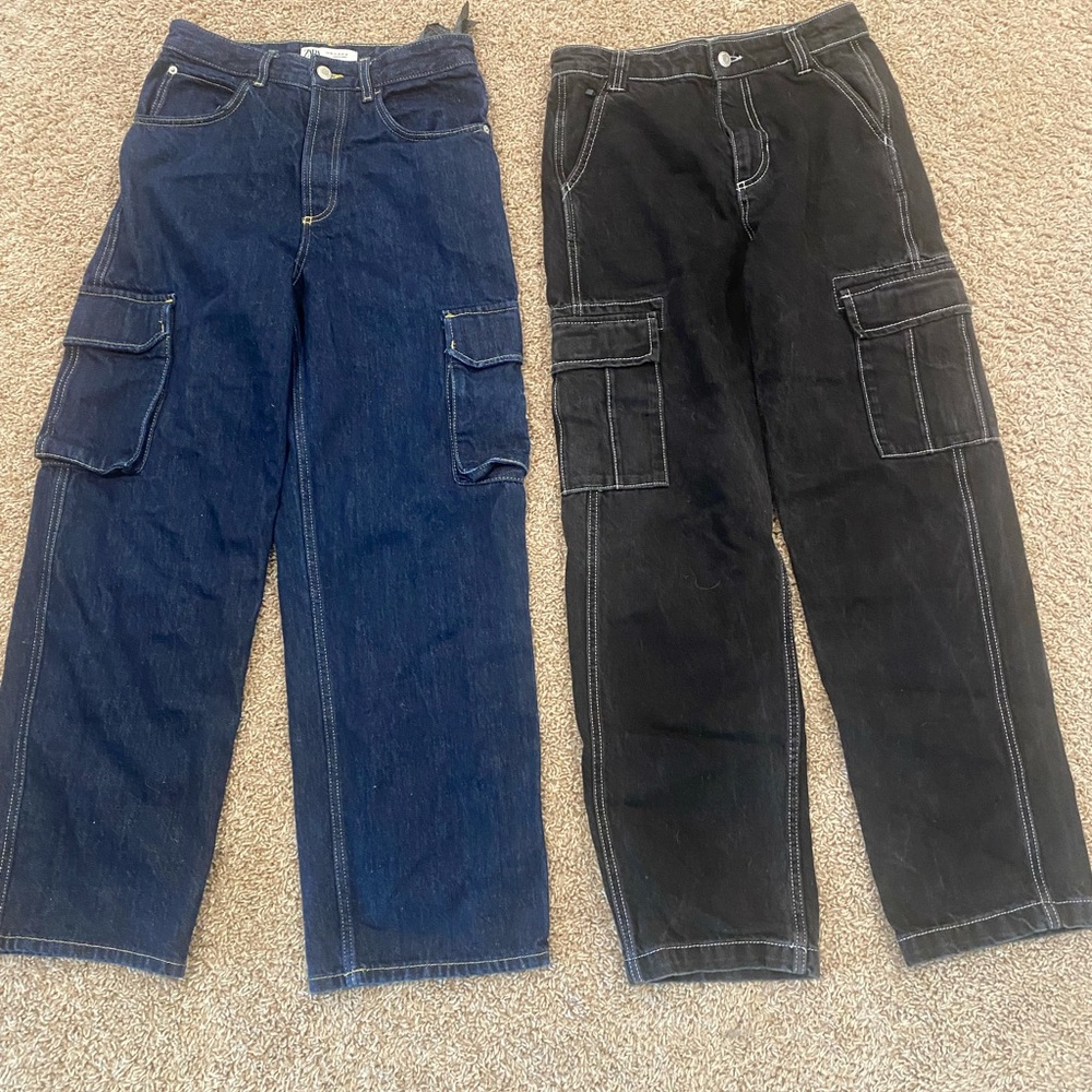 Zara Men's Relaxed Fit Jeans in Navy and Charcoal 2 for 25 dollars size 28,29